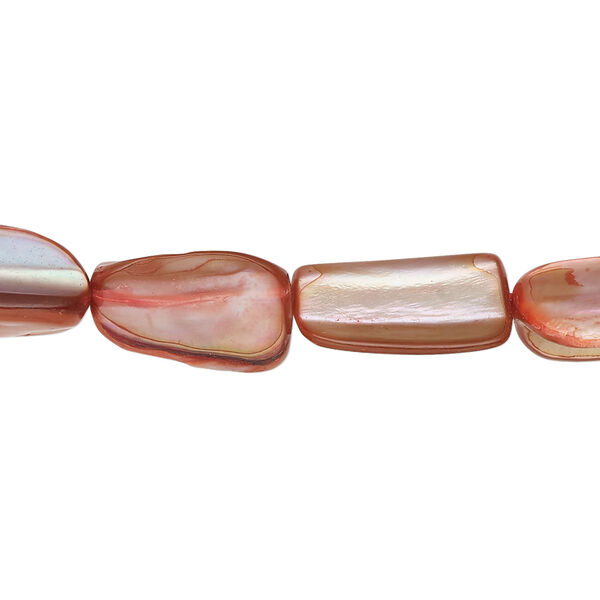 Mother-of-pearl shell 1pkg1, stick bead 15 inch light red 14x6mm-16x12mm image number 0