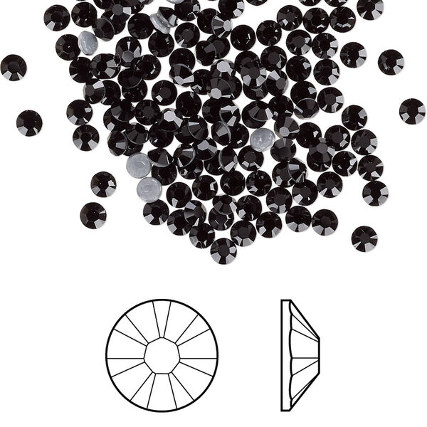 Flat back 144pk jet foil back, Crystal Passions® hotfix rhinestone 2.7-2.9mm rose round SS10 2038HF image number 0