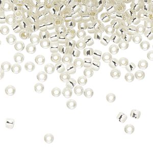 Seed bead, TOHO BEADS®, glass, pkg/7.5g, #8 round, transparent silver-lined crystal clear (TR-08-21).