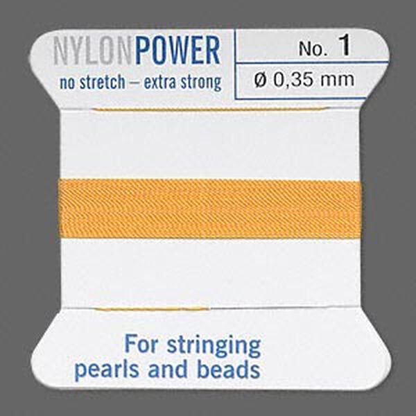 Thread, Griffin, nylon, amber yellow, size #1. Sold per 2-meter card (approximately 78 inches). image number 0