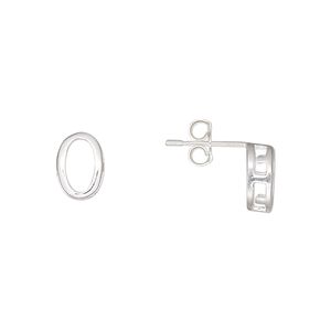 Earstud 1pkg2 sterling silver, 8x6mm oval / 7x5mm oval 4-prong setting, 1 pair