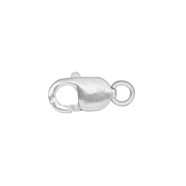 Clasp, lobster claw, sterling silver, 15x8mm with jump ring. Sold per pkg of 2. image number 0