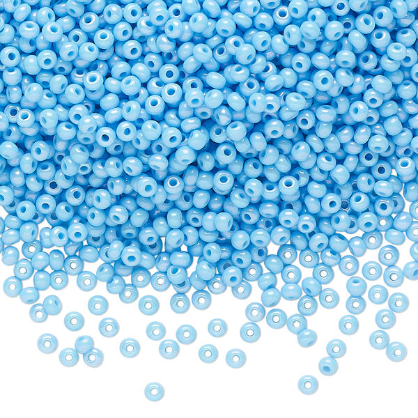 Seed bead, Preciosa Ornela Czech glass, pkg/50g, #11 rocaille, opaque rainbow sky blue, (64020). image number 0
