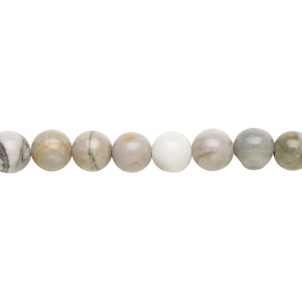 Bead, Picasso "jasper" (onyx marble) (natural), 6mm round, B grade, Mohs hardness 3. Sold per 15-1/2" to 16" strand. image number 0
