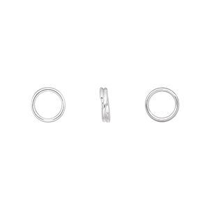 Split ring, sterling silver, 7mm round. Sold per pkg of 10.