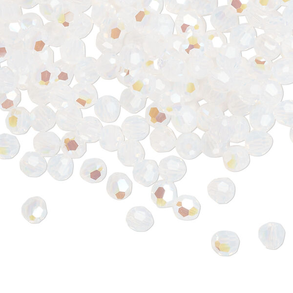 Bead 144pk white opal shimmer, Crystal Passions® 4mm round 5000 image number 0