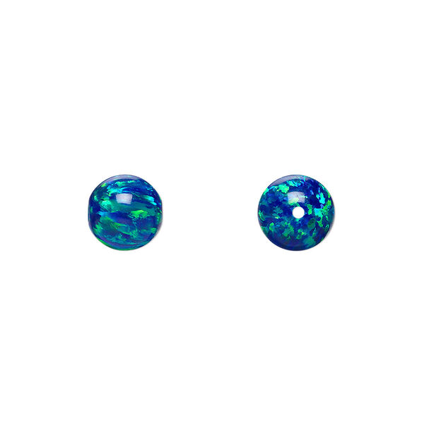 Bead, "opal" (silica and epoxy) (man-made), dark blue, 8mm round. Sold individually. image number 0