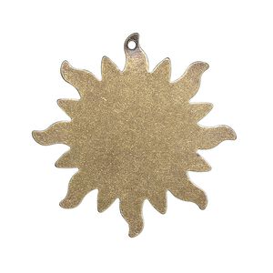 Focal, brass, 33mm double-sided flat round sun blank with 1.2mm hole. Sold per pkg of 4.