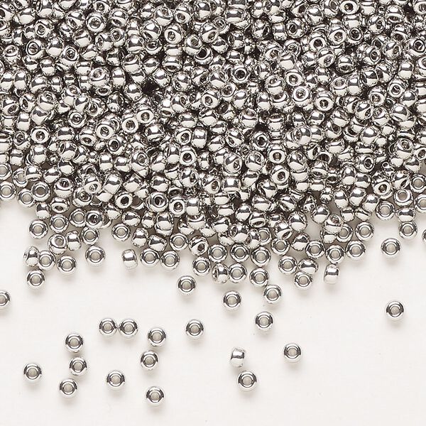 Seed bead, Miyuki, glass, pkg/250g, #11 rocaille, opaque palladium-plated, (RR-194). image number 0