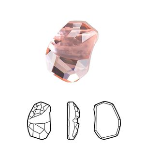 Fancy stone 1pk light rose foil back, Crystal Passions® 19x13mm flat divine rock 4787