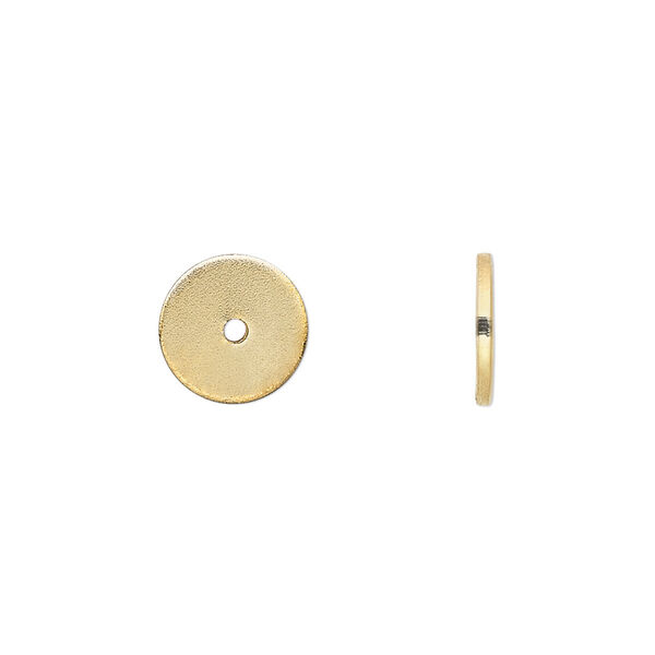 Bead, gold-finished steel, 10x1mm heishi. Sold per pkg of 100. image number 0