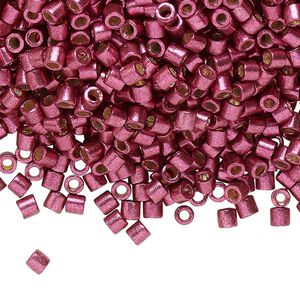 Seed bead, Delica®, glass, pkg/7.5g, #8 round, Duracoat® opaque galvanized magenta (DBL-1849).