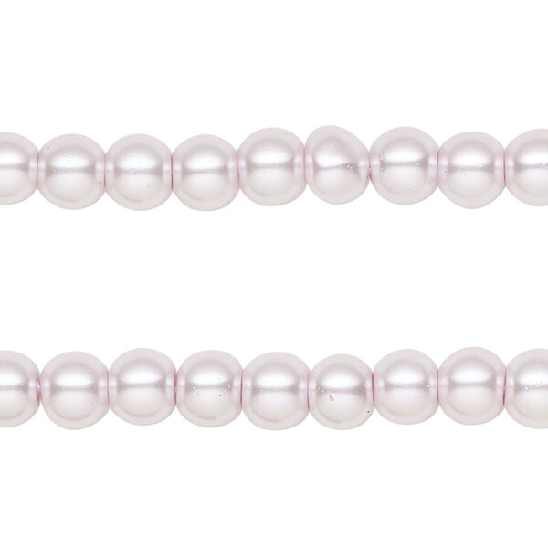 Bead, glass pearl, soft pink, 5-6mm round. Sold per pkg of (2) 15-inch strands, approximately 140 beads. image number 0