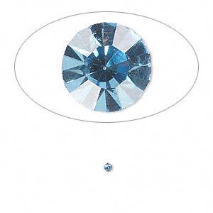 Chaton, glass rhinestone, light sapphire blue, foil back, 1.6-1.7mm faceted round, PP10. Sold per pkg of 72.