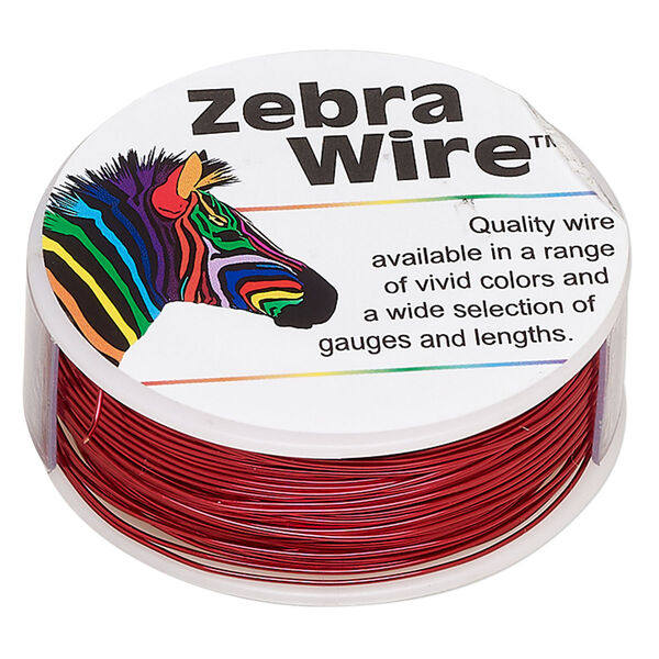 Wire, Zebra Wire™, color-coated copper, red, round, 24 gauge. Sold per 1/4 pound spool, approximately 71 yards. image number 0