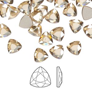 Flat back 6pk crystal golden shadow foil back, Crystal Passions® 7mm trilliant 2472