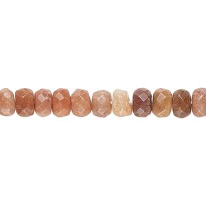 Peach feldspar 1pkg1, hand-cut faceted rondelle bead natural 14 inch 5x3mm-6x4mm
