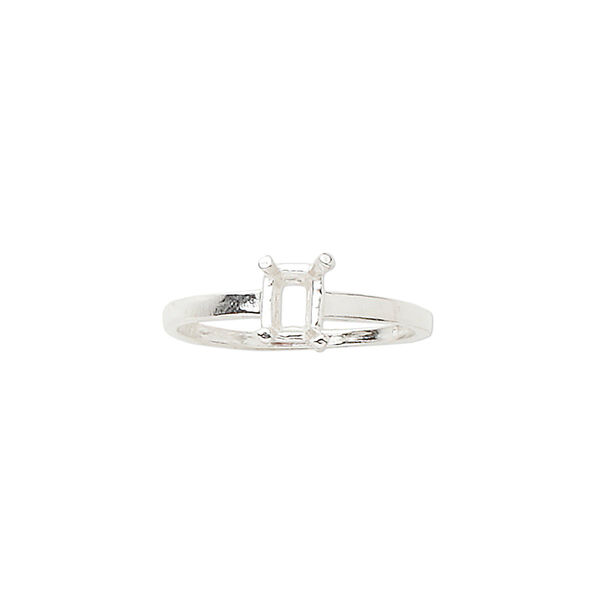 Ring, Sure-Set™, sterling silver, 6x4mm 4-prong emerald-cut basket setting, size 7. Sold individually. image number 0
