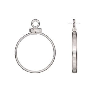 Drop, sterling silver, 20mm open round with 19mm screw-fastened flat round bezel setting. Sold individually.