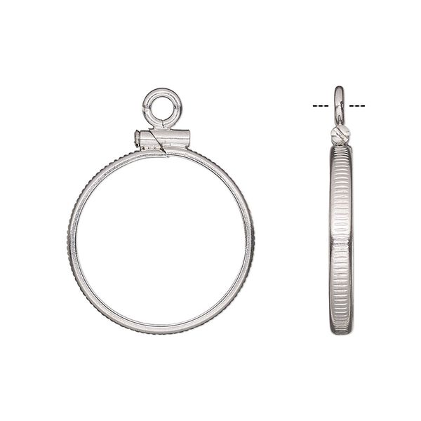 Drop, sterling silver, 20mm open round with 19mm screw-fastened flat round bezel setting. Sold individually. image number 0