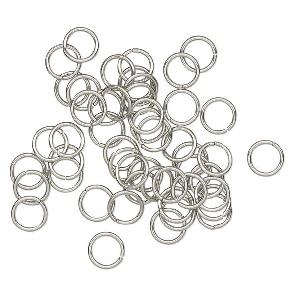 Jump ring, stainless steel, 5.5mm round, 4.1mm inside diameter, 22 gauge. Sold per pkg of 50. image number 0