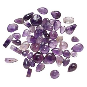 Amethyst 1pkg1, hand-cut top-drilled / center-drilled mixed shapes bead natural 2 oz mix 9x7mm-17x14mm