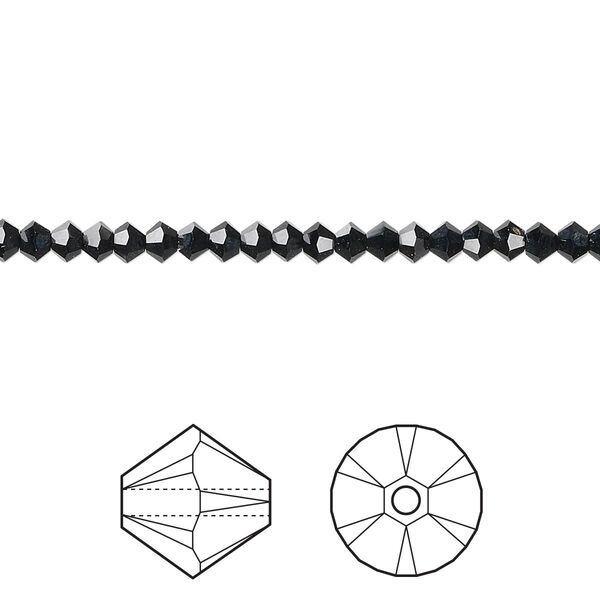 Bead 48pk jet, Crystal Passions® 3mm bicone 5328 image number 0