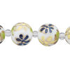 Bead, glass 1pkg8, multicolored, 14mm round with hand-painted flower. image number 0