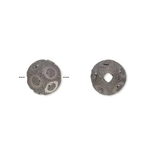 Bead, gunmetal-plated brass, 10mm diamond-cut stardust round with circles. Sold per pkg of 10.
