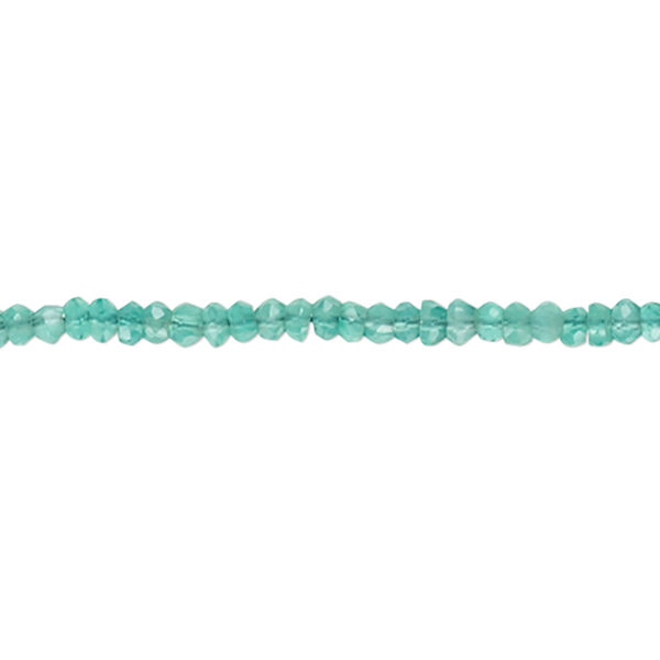 Bead, green onyx (dyed), 2x1mm-3x3mm hand-cut faceted rondelle, B- grade, Mohs hardness 6-1/2 to 7. Sold per 14-inch strand. image number 0