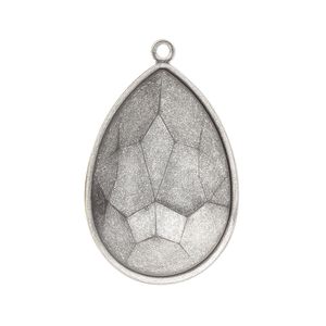 Focal, Almost Instant Jewelry®, antique silver-plated brass, 32x22.5mm pear with 30x20mm pear setting. Sold per pkg of 2.