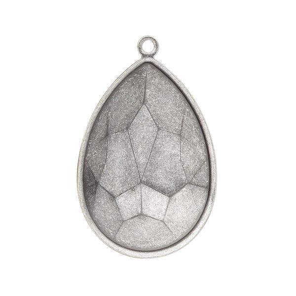 Focal, Almost Instant Jewelry®, antique silver-plated brass, 32x22.5mm pear with 30x20mm pear setting. Sold per pkg of 2. image number 0