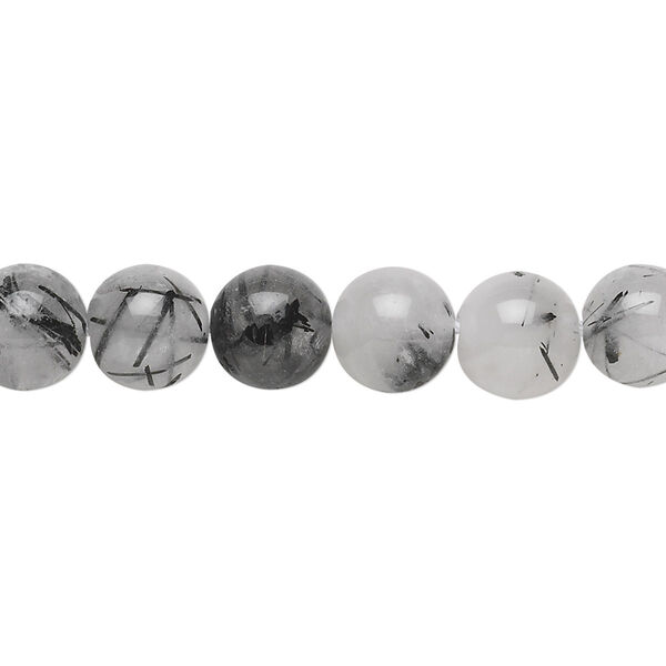 Tourmalinated quartz 1pkg1, round bead natural 15.5-16 inch 8mm image number 0
