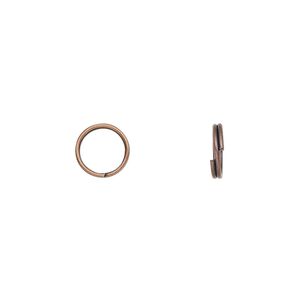 Split ring, antique copper-finished steel, 8mm round with 6.6mm inside diameter. Sold per pkg of 1,000.