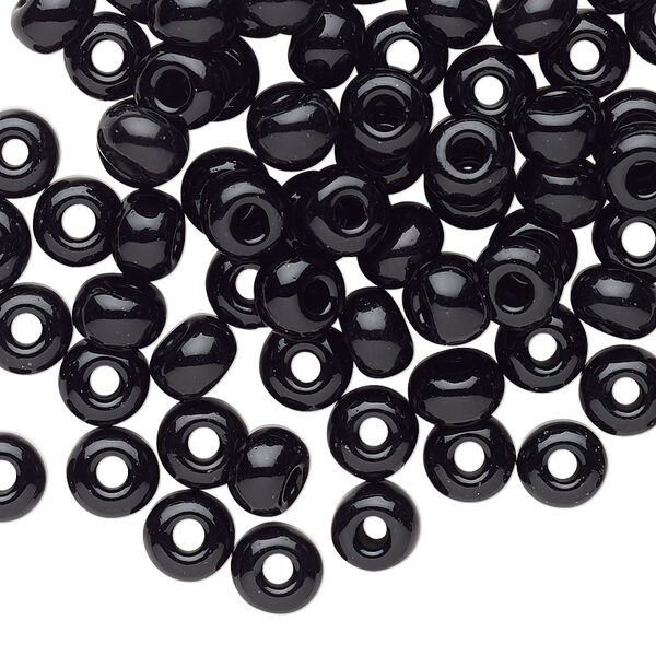 Seed bead, Preciosa Ornela Czech glass, pkg/500g, #2 rocaille, opaque black, (23980). image number 0