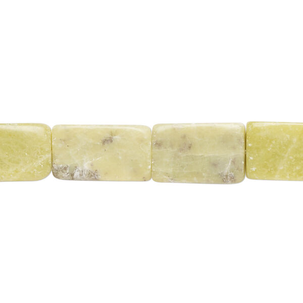 Bead, olive new "jade" (serpentine) (natural), 15x9mm-16x10mm rounded flat rectangle, D grade, Mohs hardness 2-1/2 to 6. Sold per 15" to 16" strand. image number 0