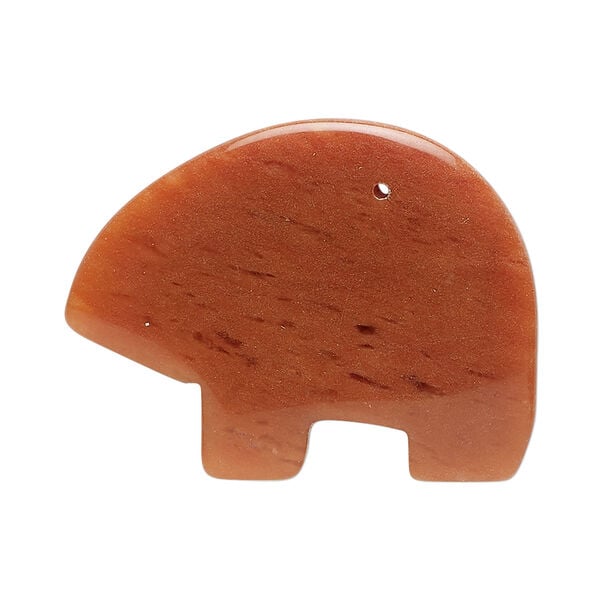 Red aventurine 1pkg1, top-drilled and half-drilled Zuni-style bear focal natural, 34x22mm-38x30m image number 0