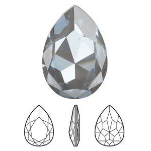 Fancy stone 1pk crystal dark grey ignite LacquerPRO, Crystal Passions® 30x20mm pear 4327