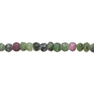 Ruby in zoisite 1pkg1, hand-cut faceted rondelle bead natural 17 inch 4x3mm-5x4mm