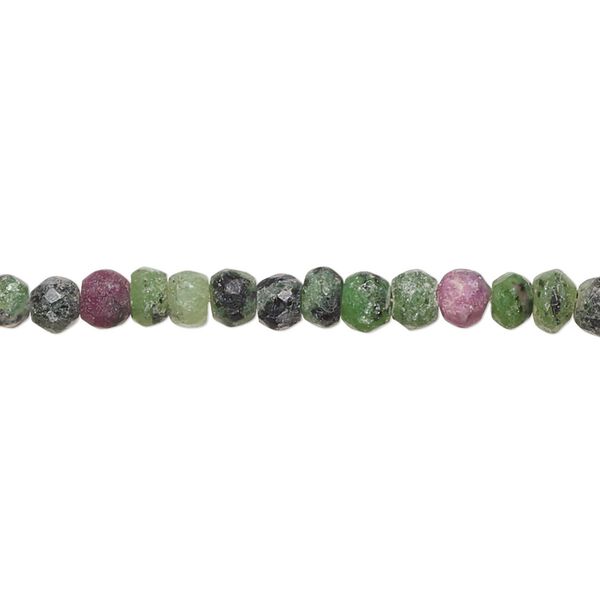 Ruby in zoisite 1pkg1, hand-cut faceted rondelle bead natural 17 inch 4x3mm-5x4mm image number 0