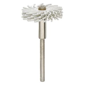 Bristle brush, 3M™ Scotch-Brite™, plastic and steel, white, 120-grit bristles, 1 inch with 2 x 1/8 inch shank for Jooltool™. Sold individually.