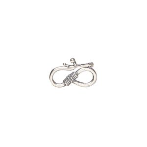 Clasp S-hook 1pkg1 sterling silver, 14.5x8.5mm / 4.5mm closed jump ring / safety latch, antiqued 1-strand