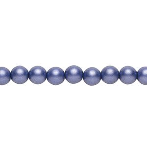 Bead, Czech glass druk, opaque satin dark purple, 6mm round. Sold per 15-1/2" to 16" strand.