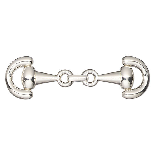 Focal, silver-finished "pewter" (zinc-based alloy), 1-7/8 x 1/2-inch snaffle bit. Sold per pkg of 2. image number 0