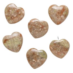 Autumn jasper 1pkg6, half-drilled puffed heart drop natural 14-16mm