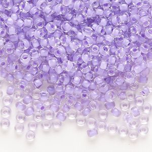 Seed bead, Dyna-Mites™, glass, translucent inside color lilac, #8 round. Sold per 1/2 kilogram pkg.