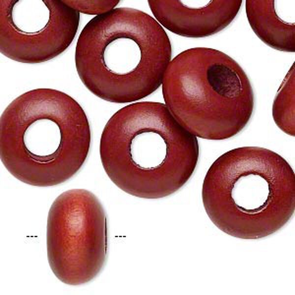 Bead, Dione®, Taiwanese cheesewood (dyed / waxed), rust brown, 13x8mm-15x10mm rondelle. Sold per pkg of 12. image number 0