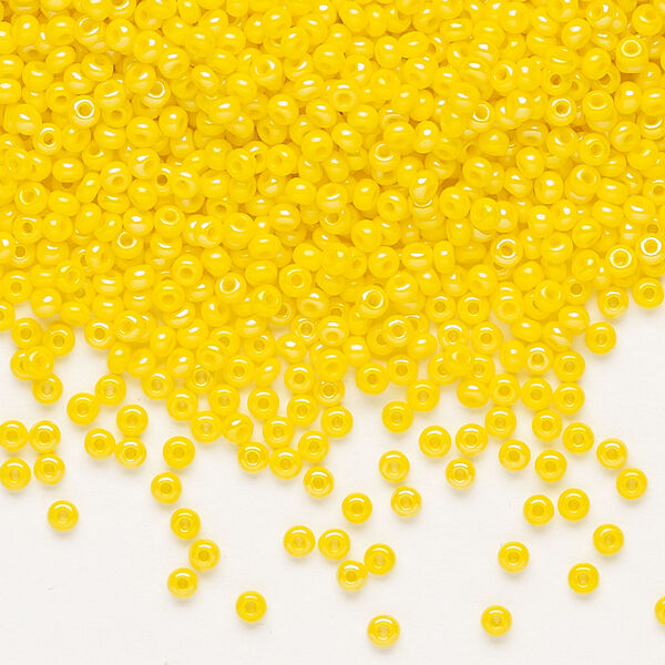 Seed bead, Preciosa Ornela Czech glass, pkg/500g, #11 rocaille, opaque rainbow yellow, (84130). image number 0