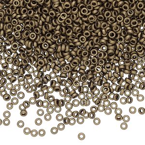 Seed bead, Miyuki, glass, pkg/250g, 2.2x1mm spacer rondelle, opaque matte brown, (SPR2.2-2006).