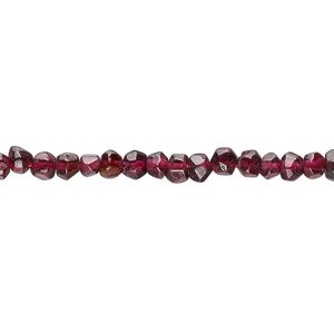 Garnet 1pkg1, hand-cut faceted round bead 14 inch 3-4mm